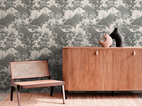 AS Creation Michalsky 6 vlies, vinyl anyagú szürke, beige színű madaras, virágos, leveles Modern tapéta