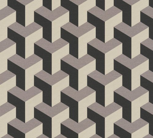 AS Creation Daniel Hechter 7 vlies, vinyl anyagú fekete, beige, lila színű 3d, geometriai Modern tapéta
