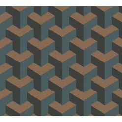   AS Creation Daniel Hechter 7 vlies, vinyl anyagú fekete, barna, zöld színű 3d, geometriai Modern tapéta