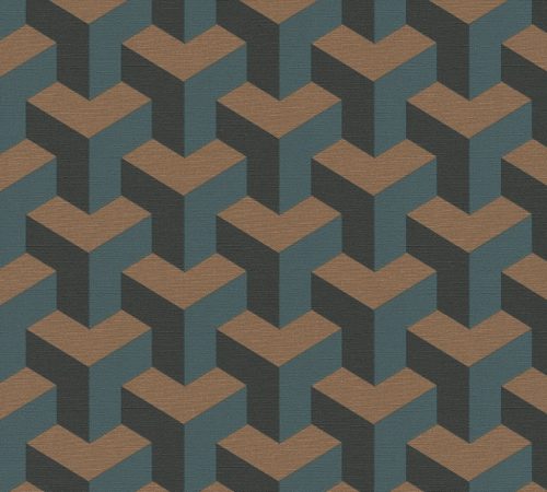 AS Creation Daniel Hechter 7 vlies, vinyl anyagú fekete, barna, zöld színű 3d, geometriai Modern tapéta