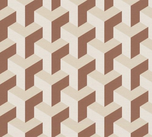 AS Creation Daniel Hechter 7 vlies, vinyl anyagú fehér, beige, rozsdabarna színű 3d, geometriai Modern tapéta