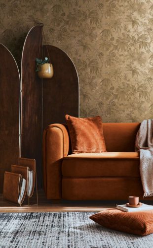 AS Creation History of Art 2, vlies, vinyl anyagú, barna, arany színű, ágas, leveles, Modern tapéta