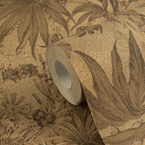 AS Creation History of Art 2, vlies, vinyl anyagú, barna, arany színű, ágas, leveles, Modern tapéta