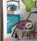 AS Creation The wall 3 vinyl, vlies anyagú, kék, zöld, szürke, lila színű, arc, Modern poszter