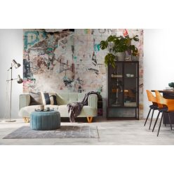   AS Creation The wall 3 vinyl, vlies anyagú, barna, kék, rózsaszín színű, koptatott, téglamintás, Modern poszter