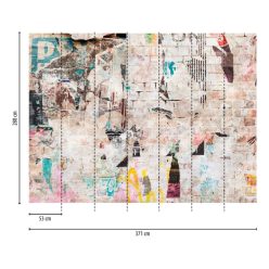   AS Creation The wall 3 vinyl, vlies anyagú, barna, kék, rózsaszín színű, koptatott, téglamintás, Modern poszter