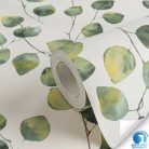 AS Creation, WOW Wasser, előragasztózott, vlies, vinyl anyagú, zöld, fehér színű, leveles, Modern, Natural tapéta