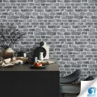 AS Creation, WOW Wasser, előragasztózott, vlies, vinyl anyagú, szürke, fekete színű, kőmintás, téglamintás, 3d, Modern, Natural tapéta