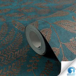   AS Creation, WOW Wasser, előragasztózott, vlies, habos anyagú, kék, barna színű, leveles, Modern, Natural tapéta