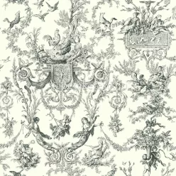   York TOILES RESOURCE LIBRARY vlies anyagú fekete, fehér színű állatos, életkép romantikus tapéta