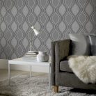Arthouse, Signature Collection, vlies, vinyl anyagú, szürke színű, hullámos, geometriai, Modern tapéta