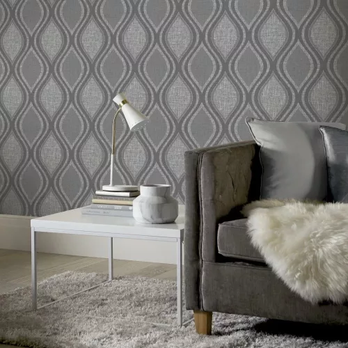 Arthouse, Signature Collection, vlies, vinyl anyagú, szürke színű, hullámos, geometriai, Modern tapéta