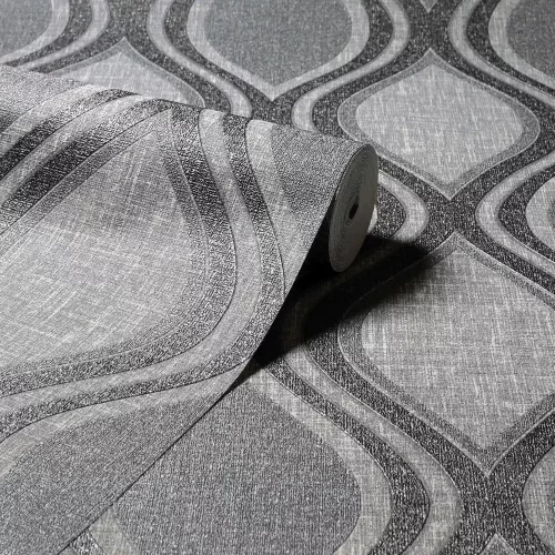 Arthouse, Signature Collection, vlies, vinyl anyagú, szürke színű, hullámos, geometriai, Modern tapéta