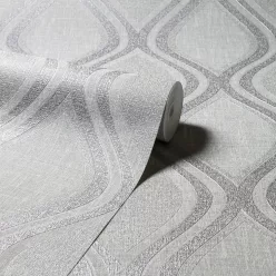   Arthouse, Signature Collection, vlies, vinyl anyagú, szürke, ezüst színű, hullámos, geometriai, Modern tapéta