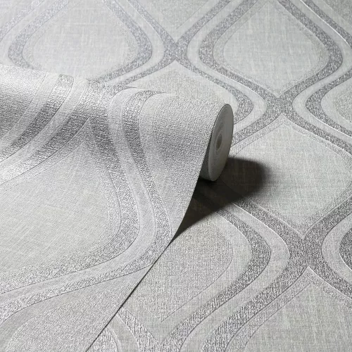 Arthouse, Signature Collection, vlies, vinyl anyagú, szürke, ezüst színű, hullámos, geometriai, Modern tapéta