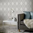 Arthouse, Signature Collection, vlies, vinyl anyagú, szürke, ezüst színű, hullámos, geometriai, Modern tapéta