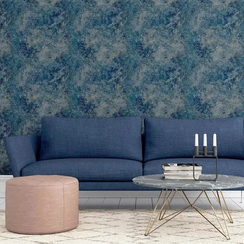 Arthouse, Signature Collection, vlies, vinyl anyagú, kék, barna színű, foltos, szövethatású, Modern tapéta