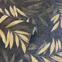   Arthouse, Signature Collection, vinyl, papír anyagú, kék, arany színű, leveles, textilhatású, Modern tapéta