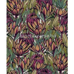  Decoprint Brazil vlies anyagú sárga, zöld, lila színű virágos modern tapéta