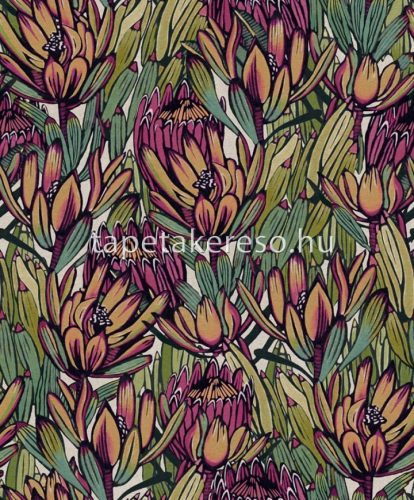 Decoprint Brazil vlies anyagú sárga, zöld, lila színű virágos modern tapéta