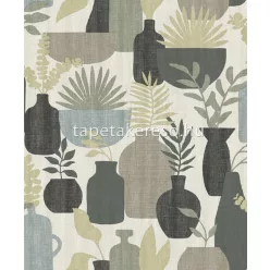   Decoprint Brazil vlies anyagú beige, zöld, barna, fekete színű váza modern tapéta