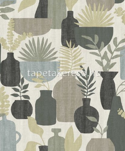 Decoprint Brazil vlies anyagú beige, zöld, barna, fekete színű váza modern tapéta