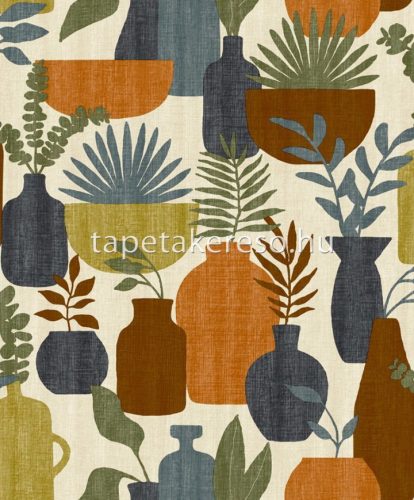 Decoprint Brazil vlies anyagú beige, sárga, zöld, kék, barna színű váza modern tapéta