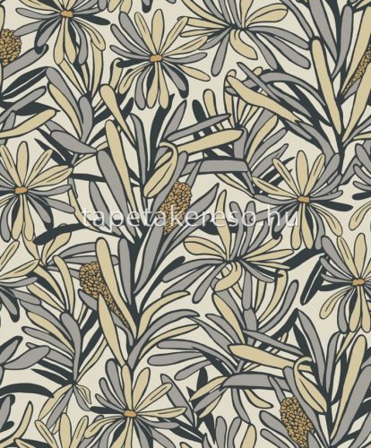 Decoprint Brazil vlies anyagú fekete, szürke, beige színű növényes modern tapéta
