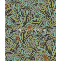   Decoprint Brazil vlies anyagú szürke, fekete, kék, zöld színű virágos modern tapéta