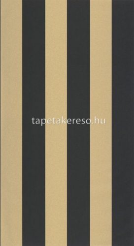 Caselio Basics vlies, vinyl anyagú fekete, arany színű csíkos modern tapéta