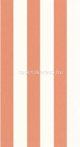 Caselio Basics vlies, vinyl anyagú narancssárga, fehér színű csíkos modern tapéta