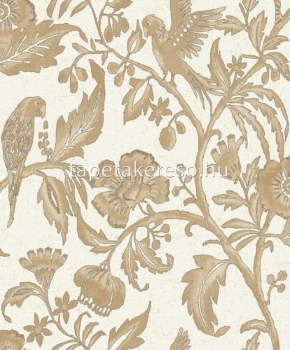 Casadeco Bali vlies, vinyl anyagú beige, barna színű ágas, virágos, madaras modern tapéta