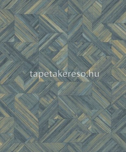 Casadeco Bali vlies, vinyl anyagú türkiz, keki színű intarzia, famintás modern tapéta