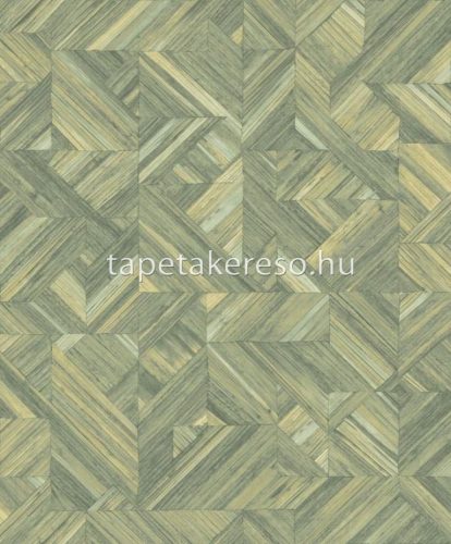 Casadeco Bali vlies, vinyl anyagú zöld, sárga színű intarzia, famintás modern tapéta