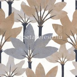   Casadeco BABYLONE vinyl, vlies anyagú fehér, barna, fekete, kék színű leveles modern, natural tapéta