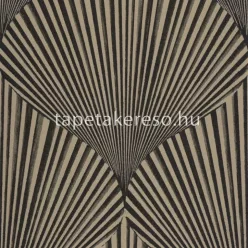   Casadeco BABYLONE vinyl, vlies anyagú fekete, barna színű 3d, geometriai, leveles modern, natural tapéta