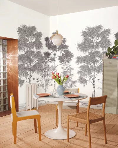 Caselio BALADE vlies anyagú fehér, fekete színű rajz, fás Modern panel