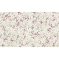   Emiliana Parati Blumarine 5 vinyl, vlies anyagú törtfehér, arany, rózsaszín, lila, csillámos színű virágos, leveles, pillangós modern tapéta