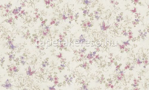 Emiliana Parati Blumarine 5 vinyl, vlies anyagú törtfehér, arany, rózsaszín, lila, csillámos színű virágos, leveles, pillangós modern tapéta
