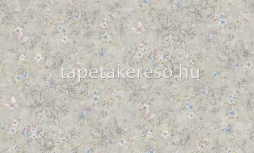 Emiliana Parati Blumarine 5 vinyl, vlies anyagú szürke, arany, kék, rózsaszín, csillámos színű virágos, leveles, pillangós modern tapéta