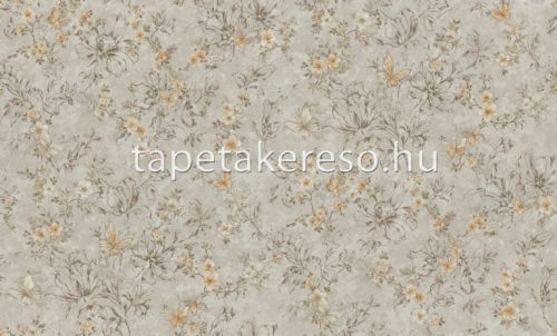 Emiliana Parati Blumarine 5 vinyl, vlies anyagú szürke, barna, narancssárga, csillámos színű virágos, leveles, pillangós modern tapéta