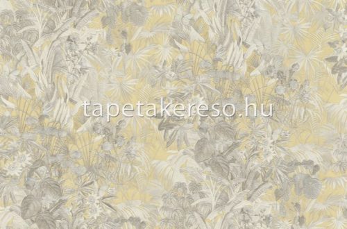 Emiliana Parati Blumarine 5 vinyl, vlies anyagú fehér, szürke, sárga színű virágos, leveles, pillangós modern tapéta
