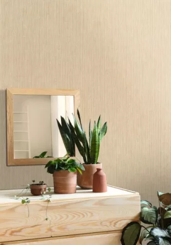 Caselio Borneo vlies, vinyl anyagú, beige színű, szövethatású, egyszínű, Modern tapéta
