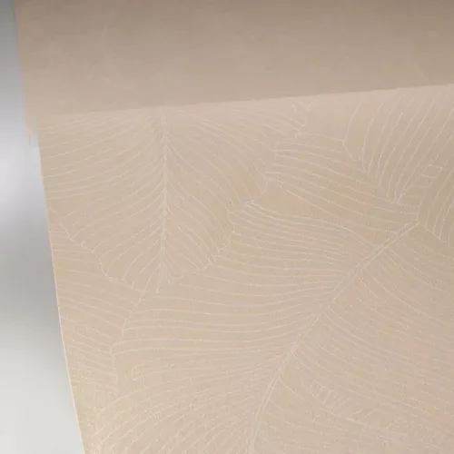Caselio Borneo vlies, vinyl anyagú, beige, fehér színű, leveles, Modern tapéta