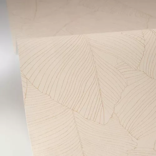 Caselio Borneo vlies, vinyl anyagú, beige színű, leveles, Modern tapéta