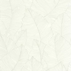   Caselio Borneo vlies, vinyl anyagú, fehér, zöld színű, leveles, Modern tapéta