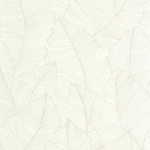 Caselio Borneo vlies, vinyl anyagú, fehér, zöld színű, leveles, Modern tapéta
