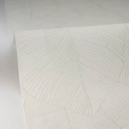 Caselio Borneo vlies, vinyl anyagú, fehér, zöld színű, leveles, Modern tapéta