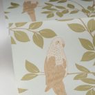 Caselio Borneo vlies, vinyl anyagú, zöld, barna színű, madaras, leveles, Modern tapéta