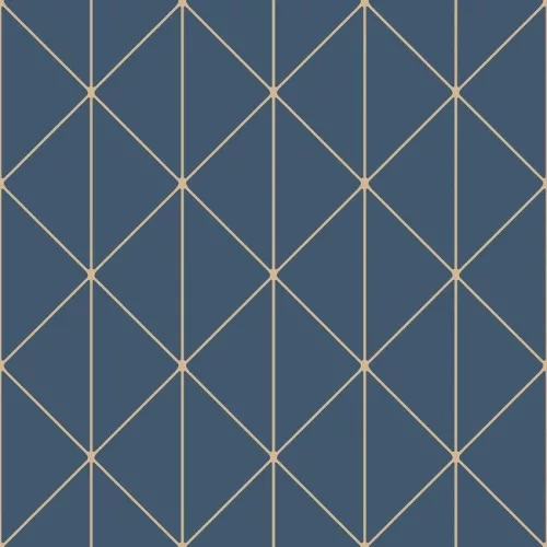 Boras Graphics vlies anyagú, kék, arany színű, geometriai, Modern tapéta
